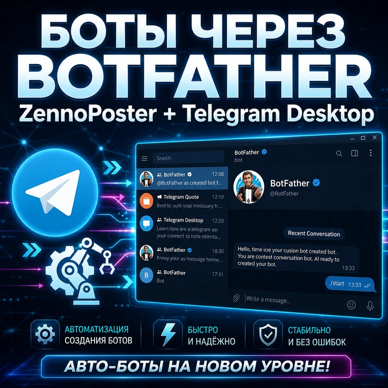 Автоматический регистратор Telegram-ботов для ZennoPoster (через Telegram Desktop & BotFather)